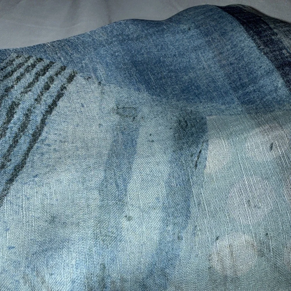 Women's Vintage KENZO‎ Light Silk Checked Checkered Scarf Wrap Blue Black White